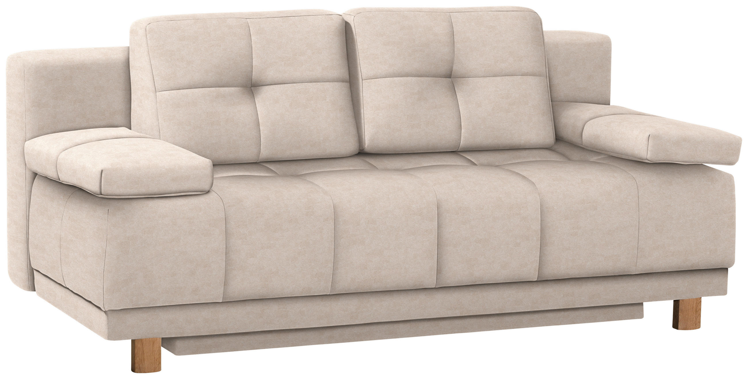 BOXSPRINGSOFA in Flachgewebe Sandfarben  - Sandfarben/Eichefarben, MODERN, Holz/Textil (202/92/104cm) - Novel