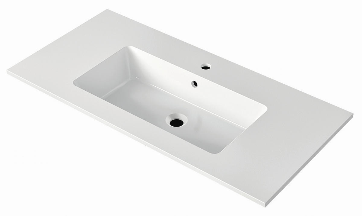 BADEZIMMER 5-teilig  in 191 cm  - Edelstahlfarben/Weiß Hochglanz, MODERN, Holzwerkstoff/Stein (191cm) - Nobilia