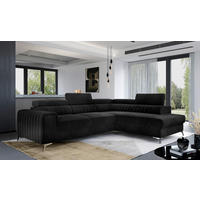 ECKSOFA in Samt Schwarz  278/205 cm  - Silberfarben/Schwarz, Design, Textil/Metall (278/205cm) - MID.YOU