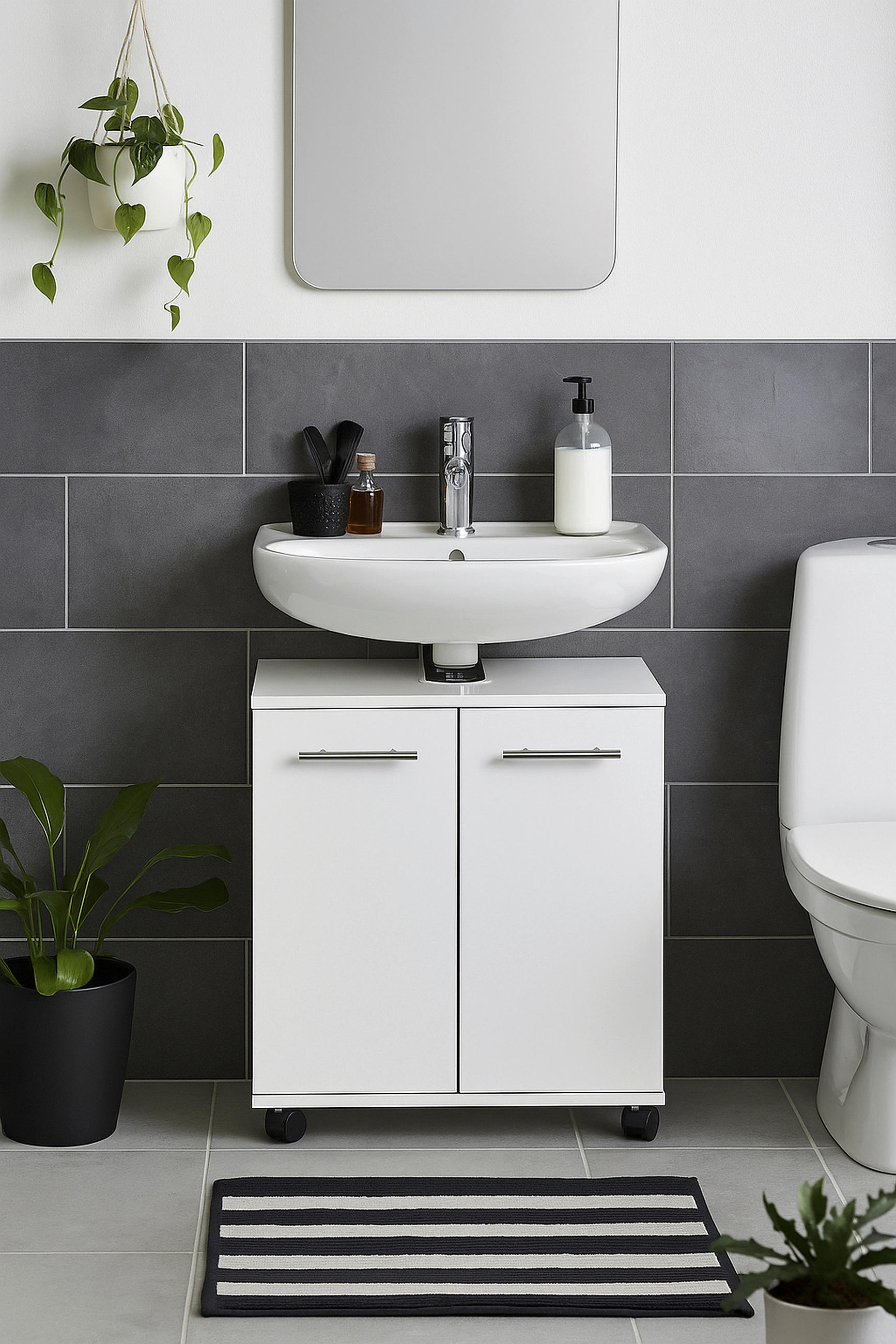 Thumbnail - Stylife Waschbeckenunterschrank Emmi, Weiß, Metall, 1 Fächer, 60x63.4x32.6 cm, Made in Germany, stehend, Typenauswahl, B...