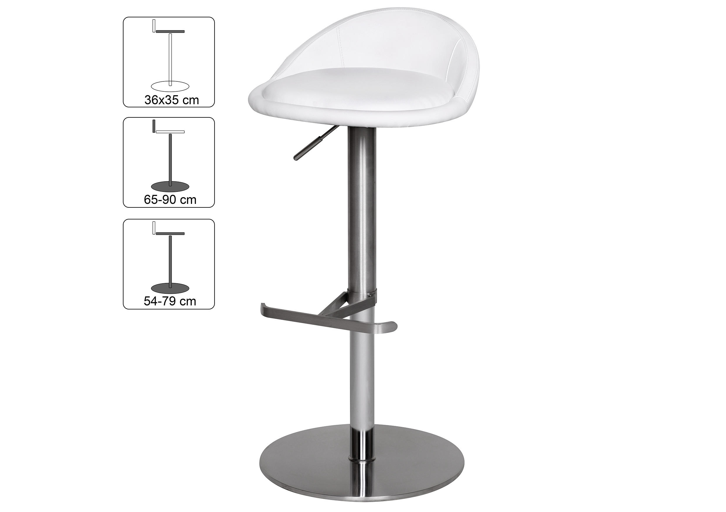 BARHOCKER Weiß Sitzfläche 360° drehbar  - Silberfarben/Weiß, MODERN, Textil/Metall (43/65/43cm) - MID.YOU