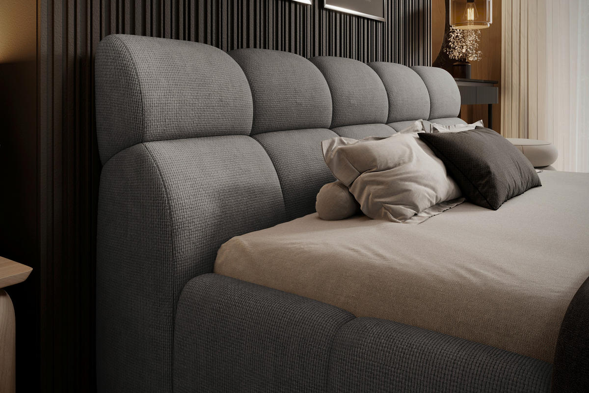 POLSTERBETT 180/200 cm  in Beige  - Beige/Schwarz, Design, Kunststoff/Textil (180/200cm) - Esposa