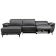 ECKSOFA in Lederlook Echtleder, Kombination Echtleder/Lederlook Schwarz  - Schwarz, Design, Leder/Kunststoff (164/269cm) - Xora