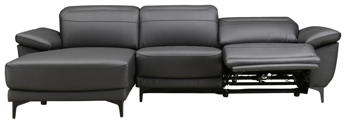 Freisteller von Xora ECKSOFA inkl. Funktionen Schwarz Echtleder, Kombination Echtleder/Lederlook Lederlook.