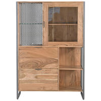 HIGHBOARD Coswig 104/150/40 cm  - Naturfarben/Grau, KONVENTIONELL, Glas/Holz (104/150/40cm) - Livetastic