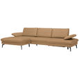 ECKSOFA in Echtleder Honig  - Schwarz/Honig, Design, Leder/Metall (157/325cm) - Dieter Knoll