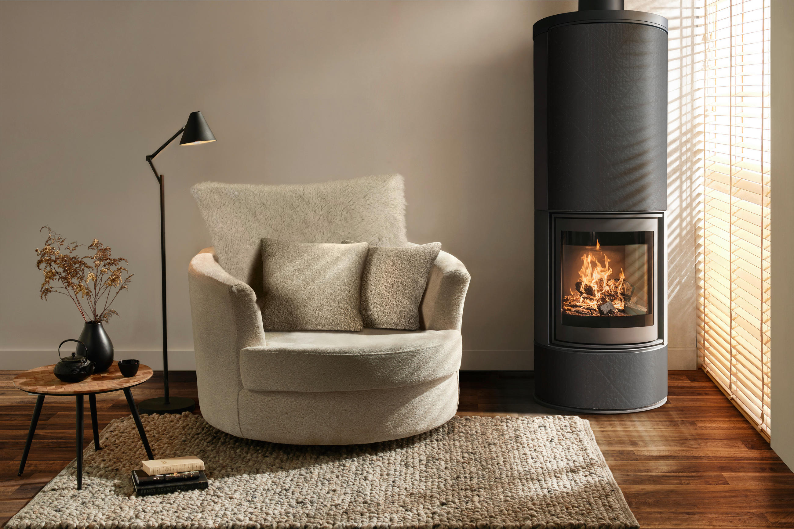 SESSEL Flachgewebe Weiß    - Schwarz/Weiß, KONVENTIONELL, Textil/Metall (115/72/115cm) - Ambia Home