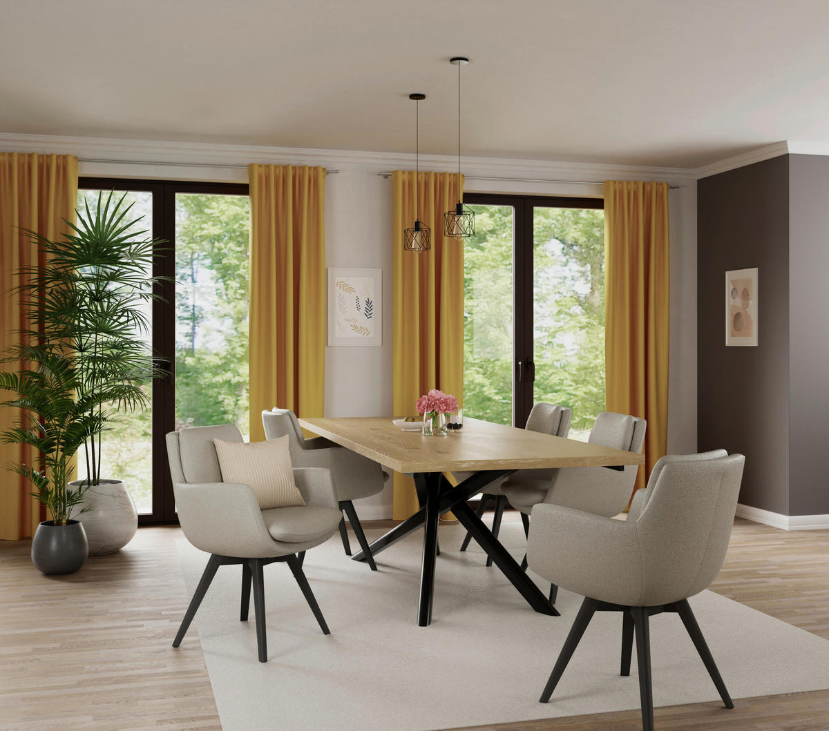 FERTIGVORHANG blickdicht  - Senfgelb, Basics, Textil (140/245cm) - Fuggerhaus