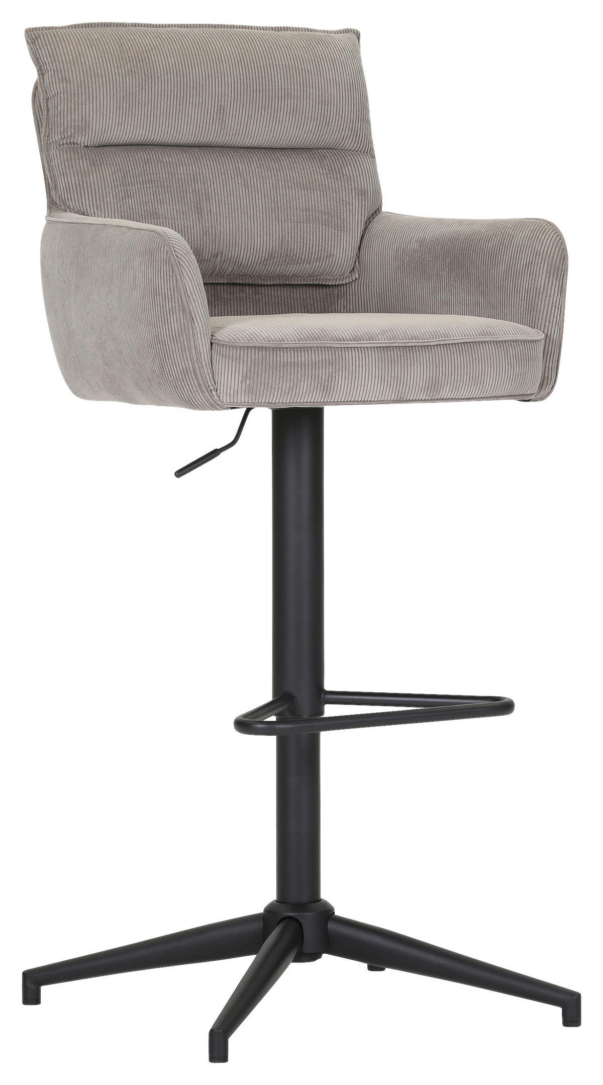 BARHOCKER Cord Taupe Stoffauswahl, Sitzfläche 360° drehbar  - Taupe/Schwarz, Design, Textil/Metall (54/98-120/58cm) - Novel