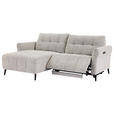 ECKSOFA  in Webstoff Grau Rücken echt, Armteilverstellung, Relaxfunktion  156/220 cm  - Schwarz/Grau, Design, Textil/Metall (156/220cm) - Carryhome