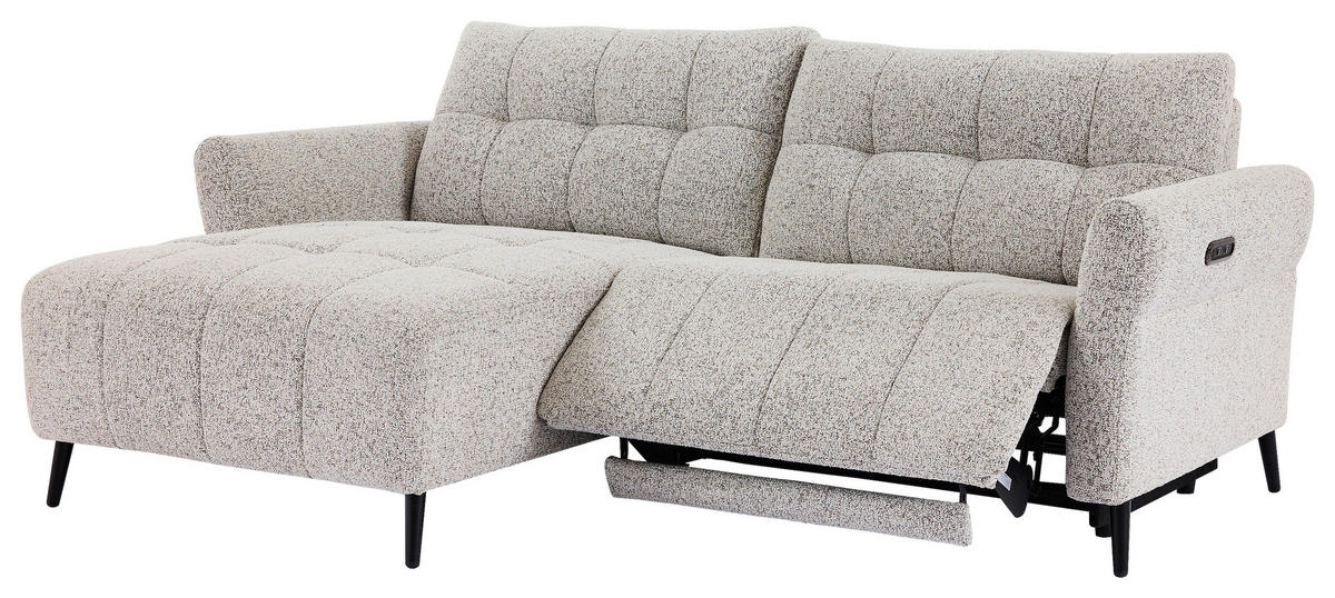 ECKSOFA in Webstoff Grau  156/220 cm  - Grau/Nickelfarben, Design, Textil/Metall (156/220cm) - Carryhome