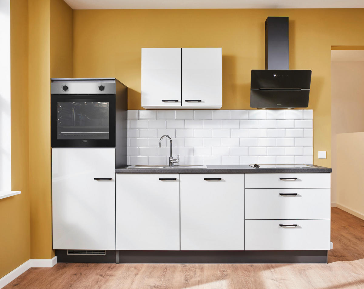KÜCHENLEERBLOCK 260 cm   in Graphitfarben, Grau, Lavagrau  - Eichefarben/Lavagrau, Design, Holzwerkstoff/Metall (260cm) - Pino