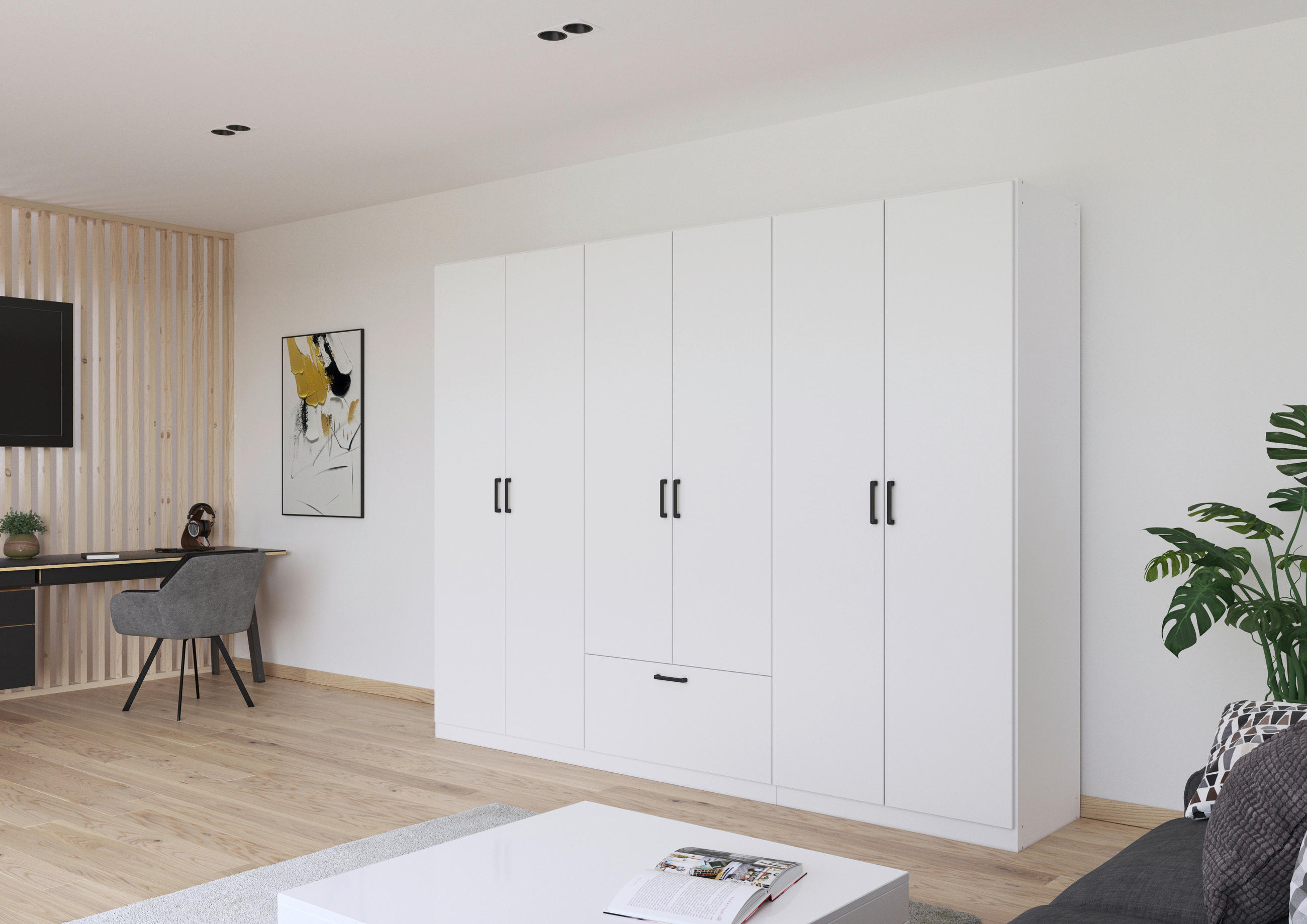KLEIDERSCHRANK in Weiss  - Weiss/Grau, Basics, Holzwerkstoff/Metall (271/210/54cm) - Boxxx
