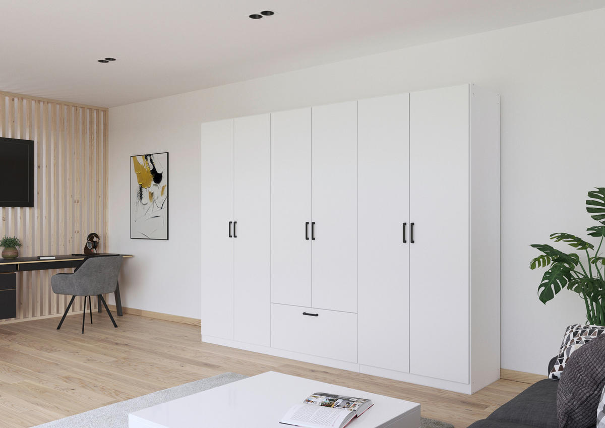 KLEIDERSCHRANK in Weiss  - Weiss/Grau, Basics, Holzwerkstoff/Metall (271/210/54cm) - Boxxx