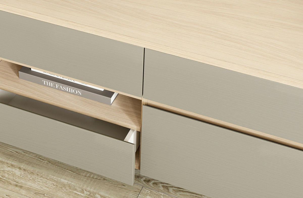LOWBOARD  193/58/39 cm 6 Schublade(n) Typenauswahl, stehend  - Eichefarben/Eukalyptusholzfarben, Design, Holzwerkstoff (193/58/39cm) - MID.YOU
