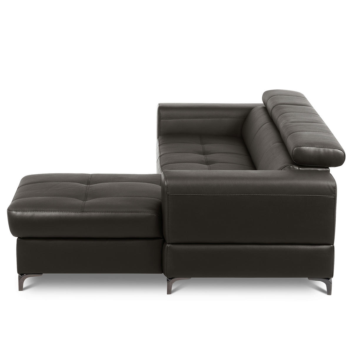 ECKSOFA  in Lederlook Echtleder Dunkelbraun  - Dunkelbraun/Schwarz, Design, Leder/Textil (247/173cm) - Livetastic