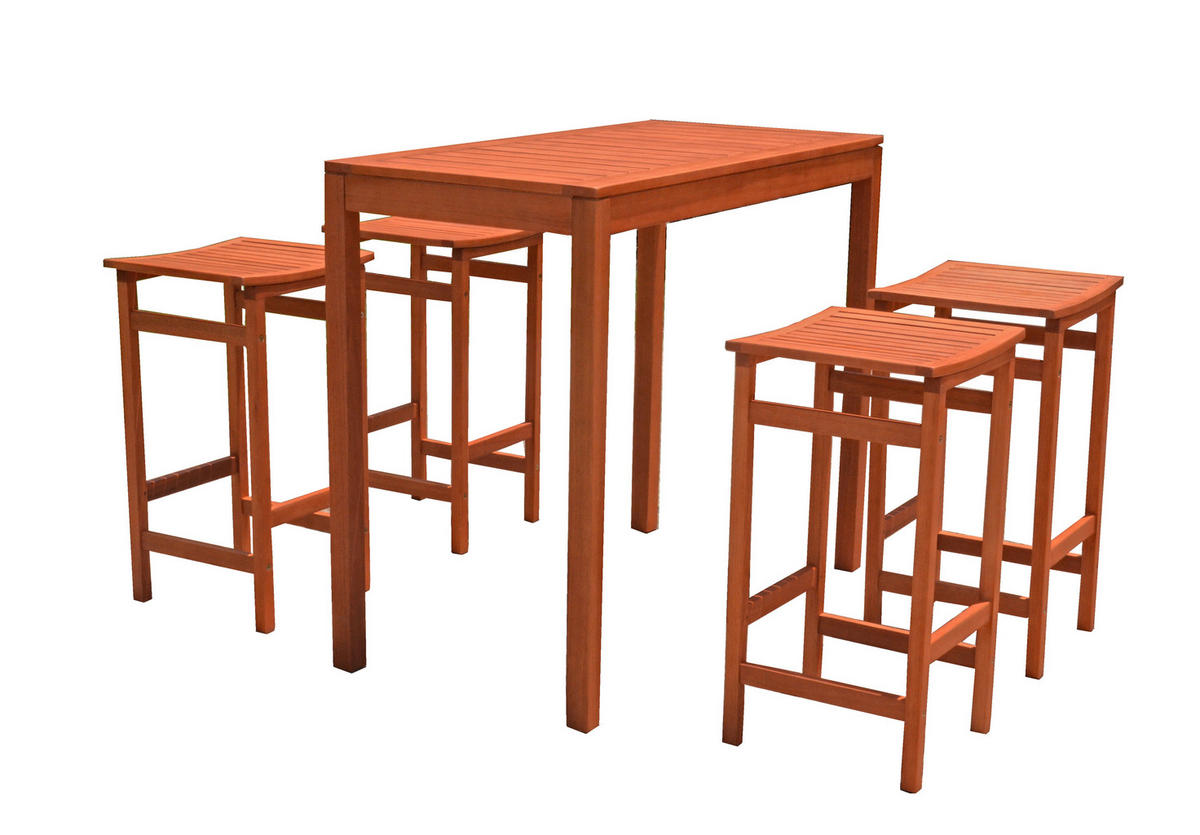 GARTENBARSET 5-teilig  - Eukalyptusholzfarben, Basics, Holz (150/120/100cm) - Gardenson