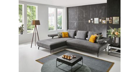 ECKSOFA in Mikrofaser Anthrazit  - Anthrazit/Schwarz, Design, Textil/Metall (305/224cm) - Dieter Knoll