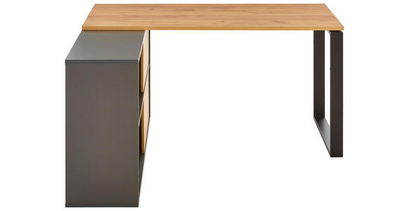 ECKSCHREIBTISCH 145/120/75 cm in Graphitfarben, Eichefarben - Eichefarben/Graphitfarben, MODERN, Holzwerkstoff/Metall (145/120/75cm) - Novel