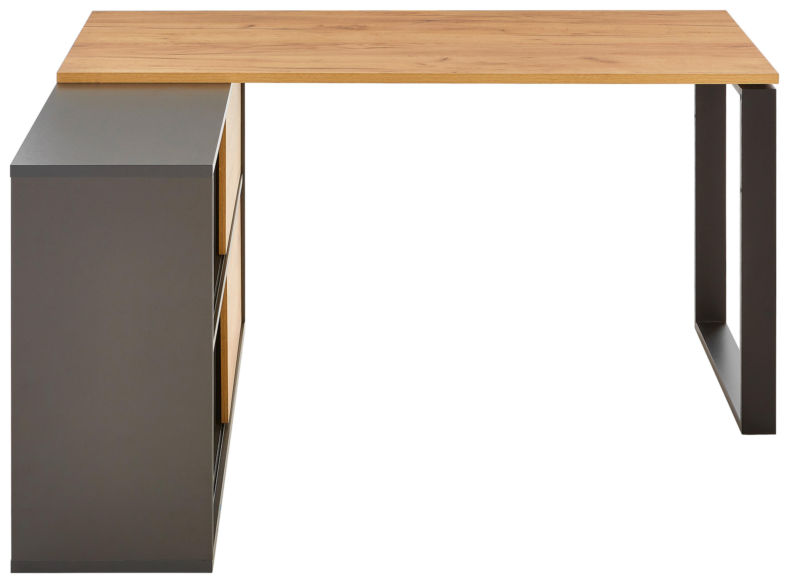 ECKSCHREIBTISCH 145/120/75 cm  in Graphitfarben, Eichefarben  - Eichefarben/Graphitfarben, MODERN, Holzwerkstoff/Metall (145/120/75cm) - Novel