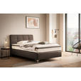 BOXSPRINGBETT 140/200 cm  in Braun  - Chromfarben/Braun, Basics, Leder/Holz (140/200cm) - Novel