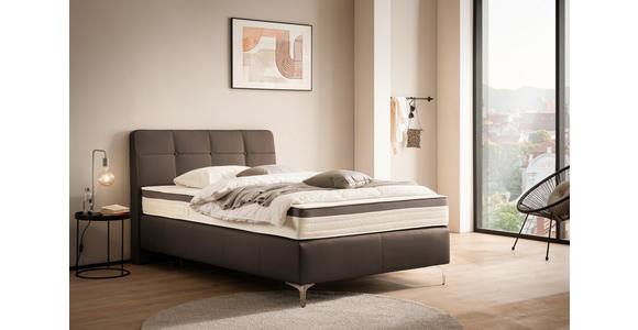 BOXSPRINGBETT 140/200 cm  in Braun  - Chromfarben/Braun, Basics, Leder/Holz (140/200cm) - Novel