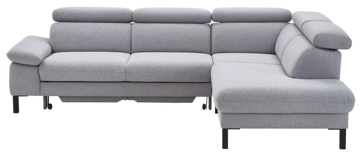 ECKSOFA in Flachgewebe Hellgrau  - Hellgrau/Schwarz, Design, Holzwerkstoff/Textil (272/217cm) - Pure Home Comfort
