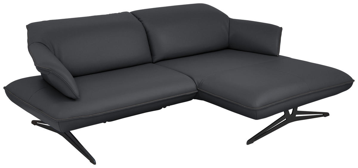ECKSOFA in Echtleder Dunkelgrau  - Dunkelgrau/Beige, Design, Leder/Metall (252/169cm) - Koinor