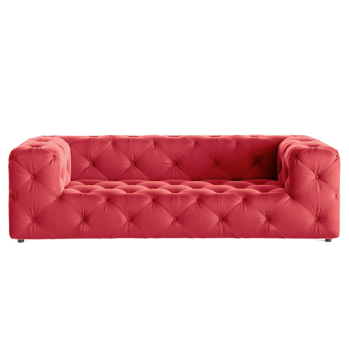 3-SITZER-SOFA Samt Rot  - Rot/Schwarz, Design, Kunststoff/Textil (230/71/100cm) - P & B