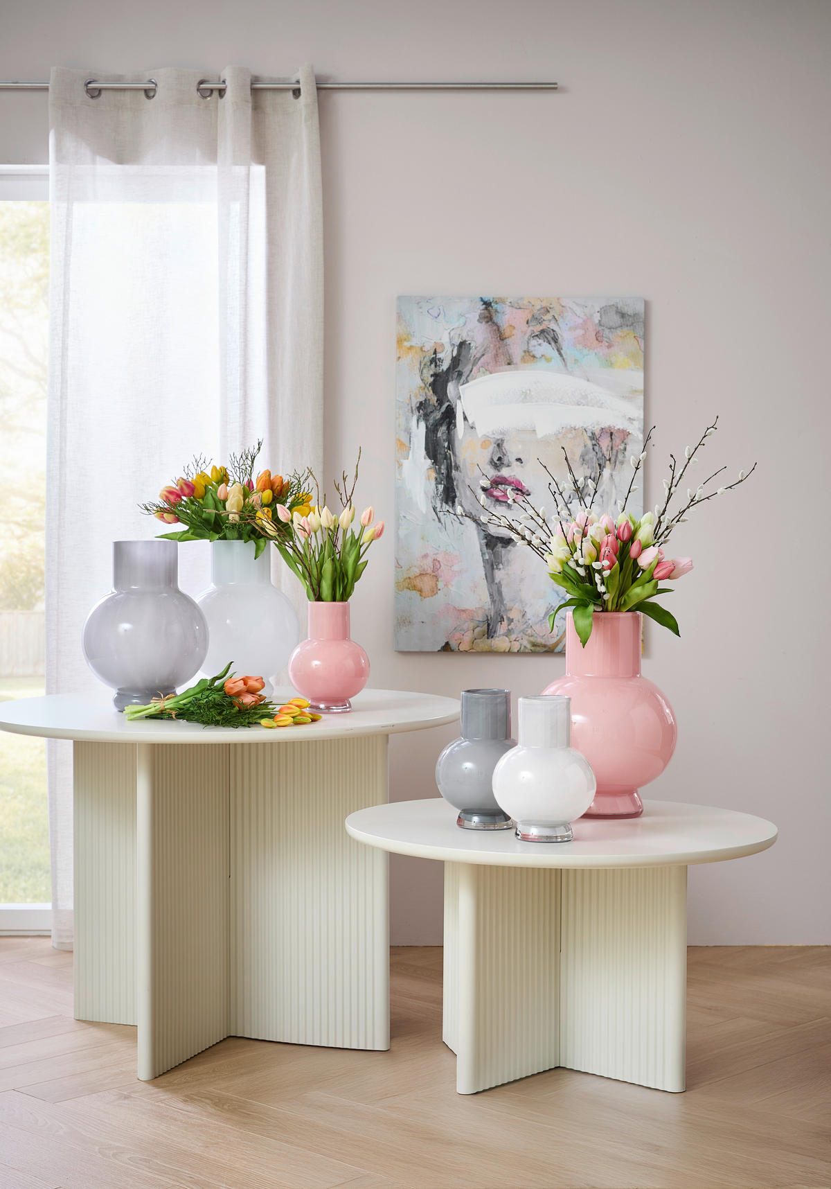 ÖLGEMÄLDE Frauen 70/100 cm  - Beige/Weiß, LIFESTYLE, Holzwerkstoff/Textil (70/100cm) - Monee