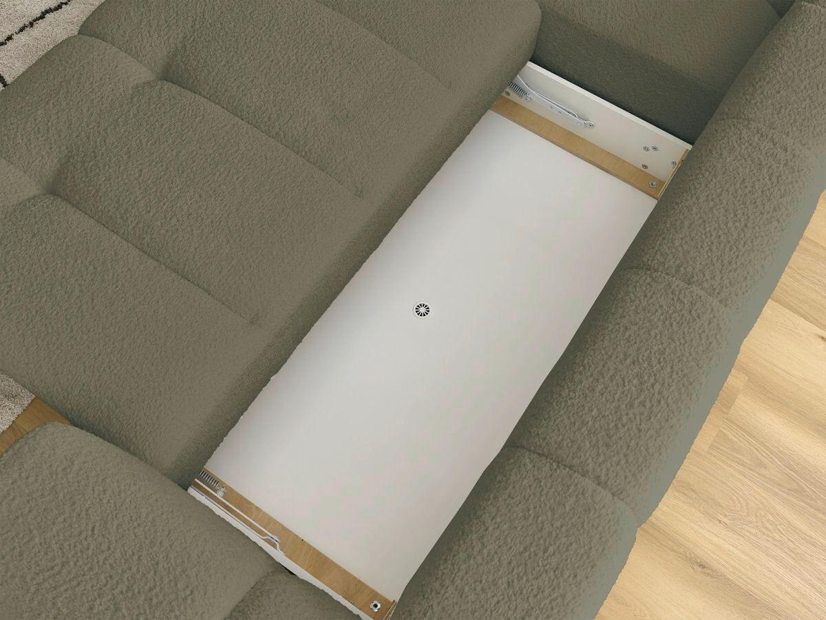 ECKSCHLAFSOFA FUJI Bouclé Grün  inkl.  - Schwarz/Grün, MODERN, Kunststoff/Textil (204/282cm)