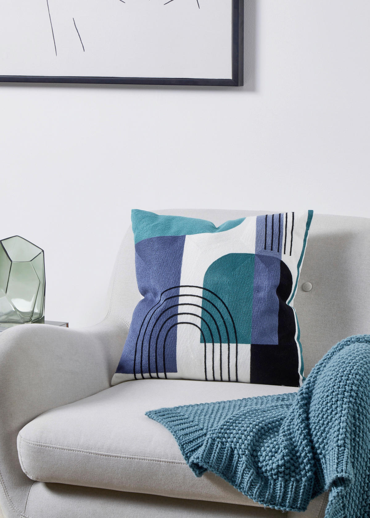 ZIERKISSEN  45/45 cm   - Blau/Petrol, Basics, Textil (45/45cm) - Eglo