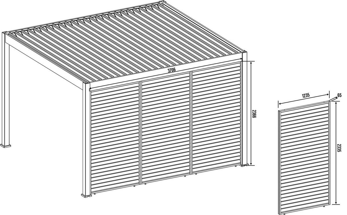 PERGOLA-SEITENTEIL 123,5/233,5/6,5 cm   - Graphitfarben, Basics, Metall (123,5/233,5/6,5cm) - Gardenson