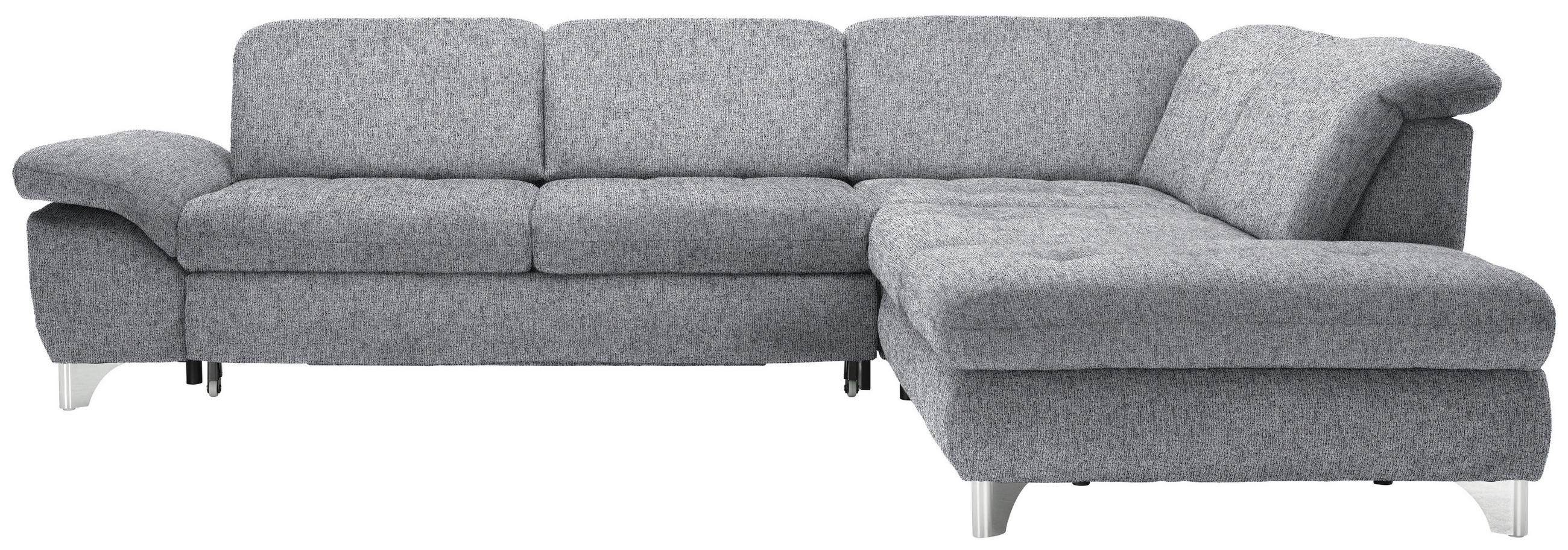 ECKSOFA in Webstoff Grau  - Chromfarben/Grau, Design, Textil/Metall (319/260cm) - Beldomo Style