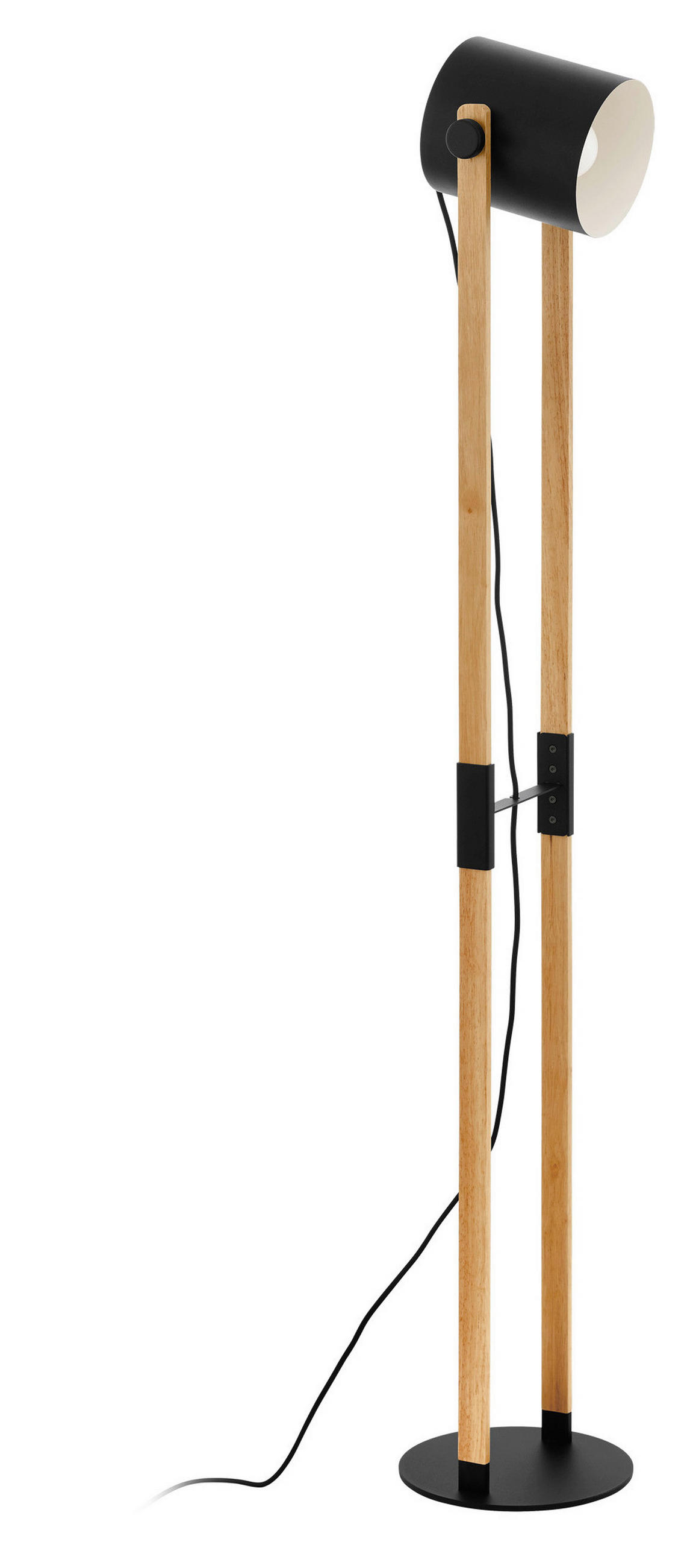 STOJACÍ LAMPA, 23/140 cm  - černá/krémová, Natur, kov/dřevo (23/140cm) - Eglo