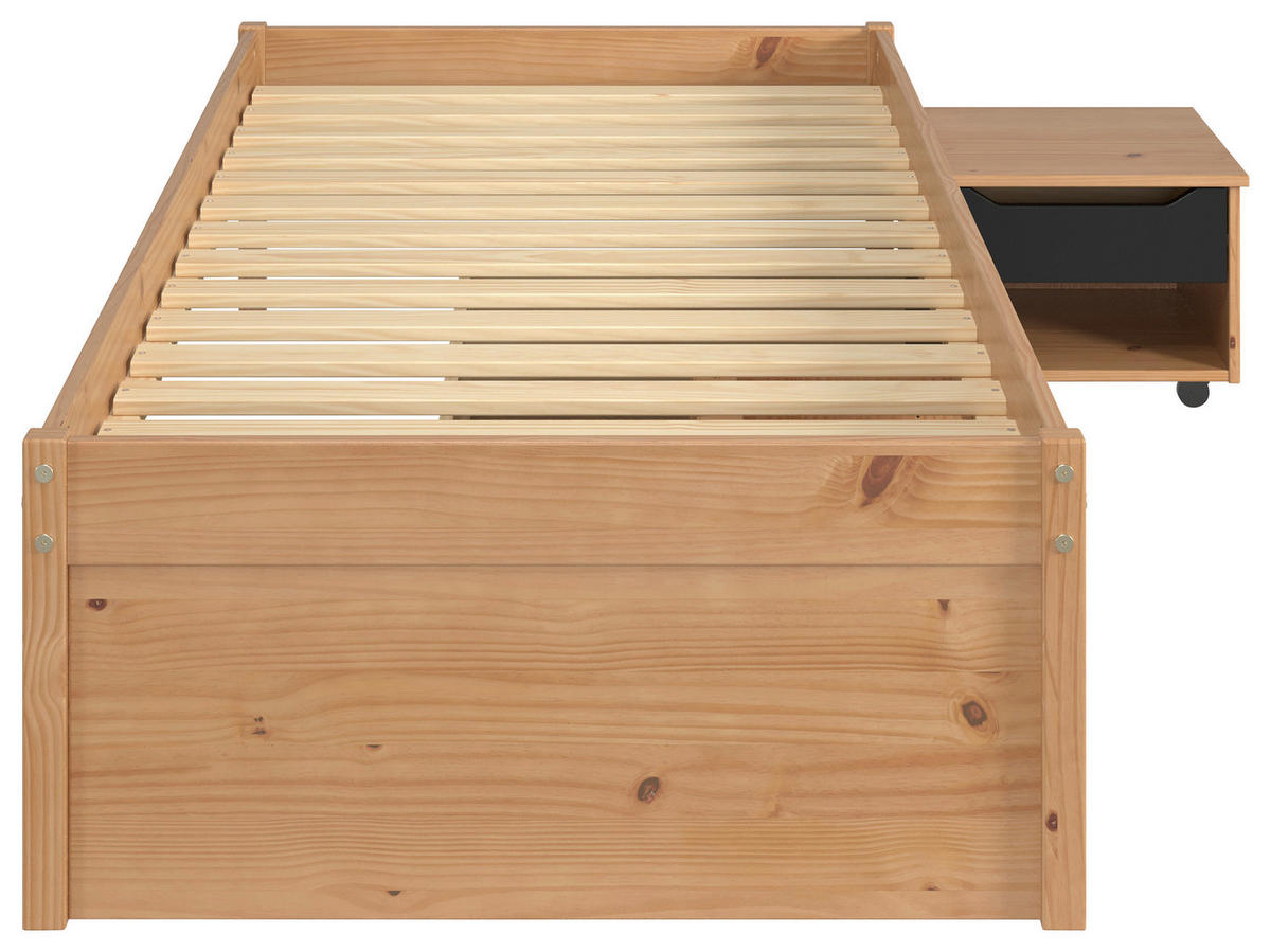 STAURAUMBETT 90/200 cm  in Naturfarben, Schwarz   - Schwarz/Naturfarben, Modern, Holz/Holzwerkstoff (90/200cm) - MID.YOU