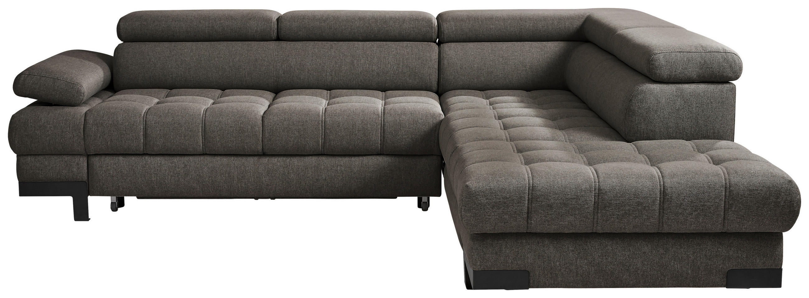 ECKSOFA in Webstoff Dunkelbraun  - Dunkelbraun/Schwarz, Design, Textil/Metall (263/223cm) - Welnova