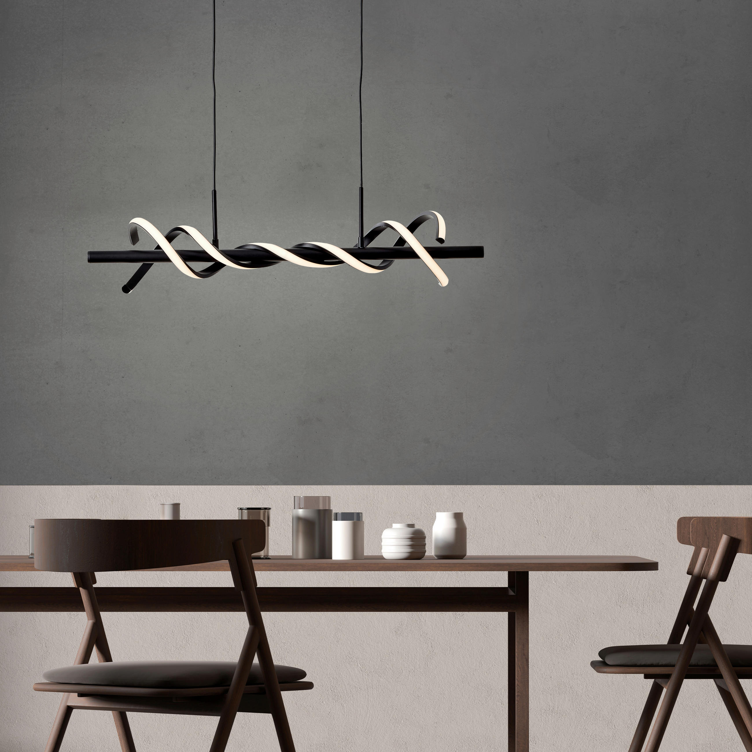 LED-PENDELLEUCHTE 75,5/18/150 cm    - Schwarz, Design, Kunststoff/Metall (75,5/18/150cm) - Brilliant