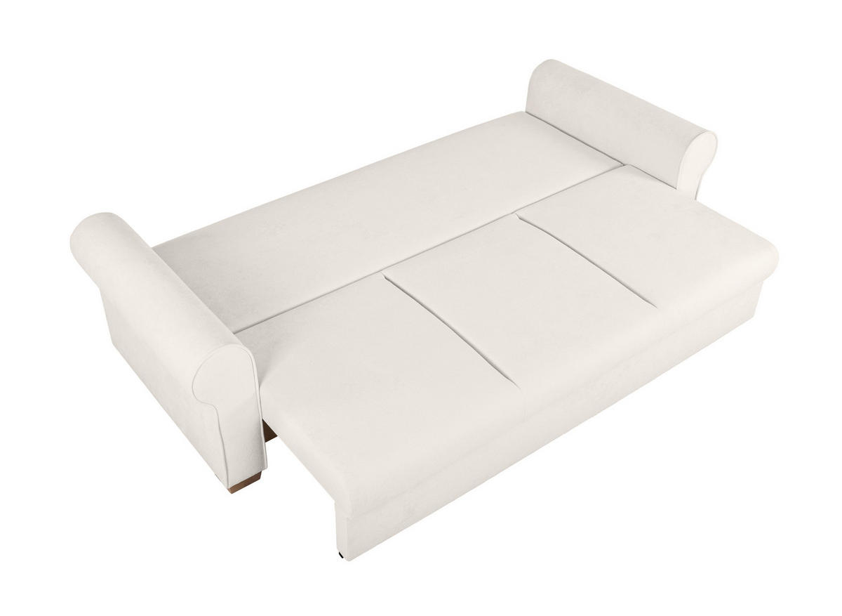 SCHLAFSOFA in Bouclé Creme  - Buchefarben/Creme, Design, Holz/Textil (240/94/98cm) - MID.YOU