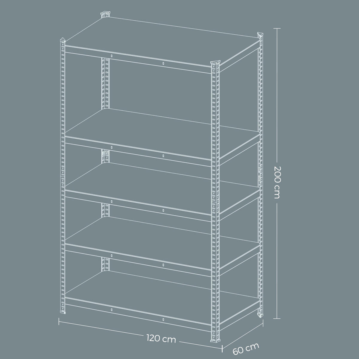 SCHWERLASTREGAL  - Schwarz, Basics, Holzwerkstoff/Metall (120/200/60cm)