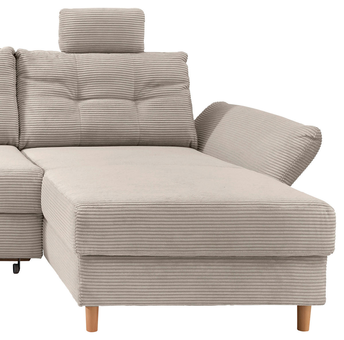 WOHNLANDSCHAFT in Cord Beige  - Beige/Naturfarben, Modern, Holz/Textil (206/338-352/176cm) - Livetastic