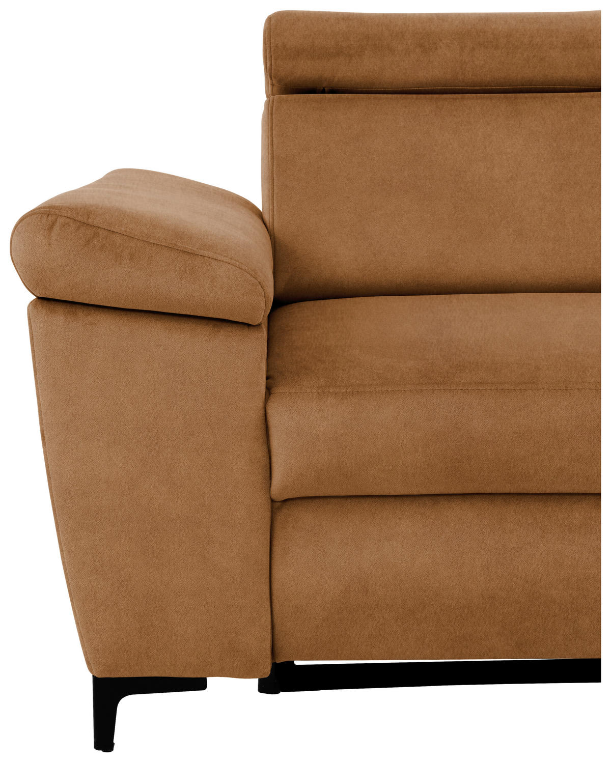 ECKSOFA in Velours Bernsteinfarben  - Bernsteinfarben/Schwarz, Modern, Textil/Metall (258/176cm) - MID.YOU