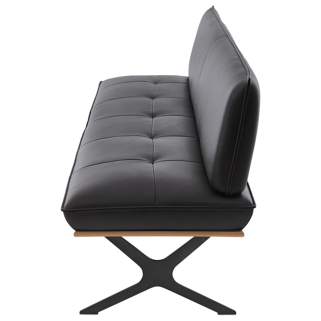 Thumbnail - Koinor Sitzbank, Schwarz, Holz, Metall, Leder, Echtleder, Büffelleder, Nussbaum, furniert, 3-Sitzer, 214x88x66 cm, Golde...