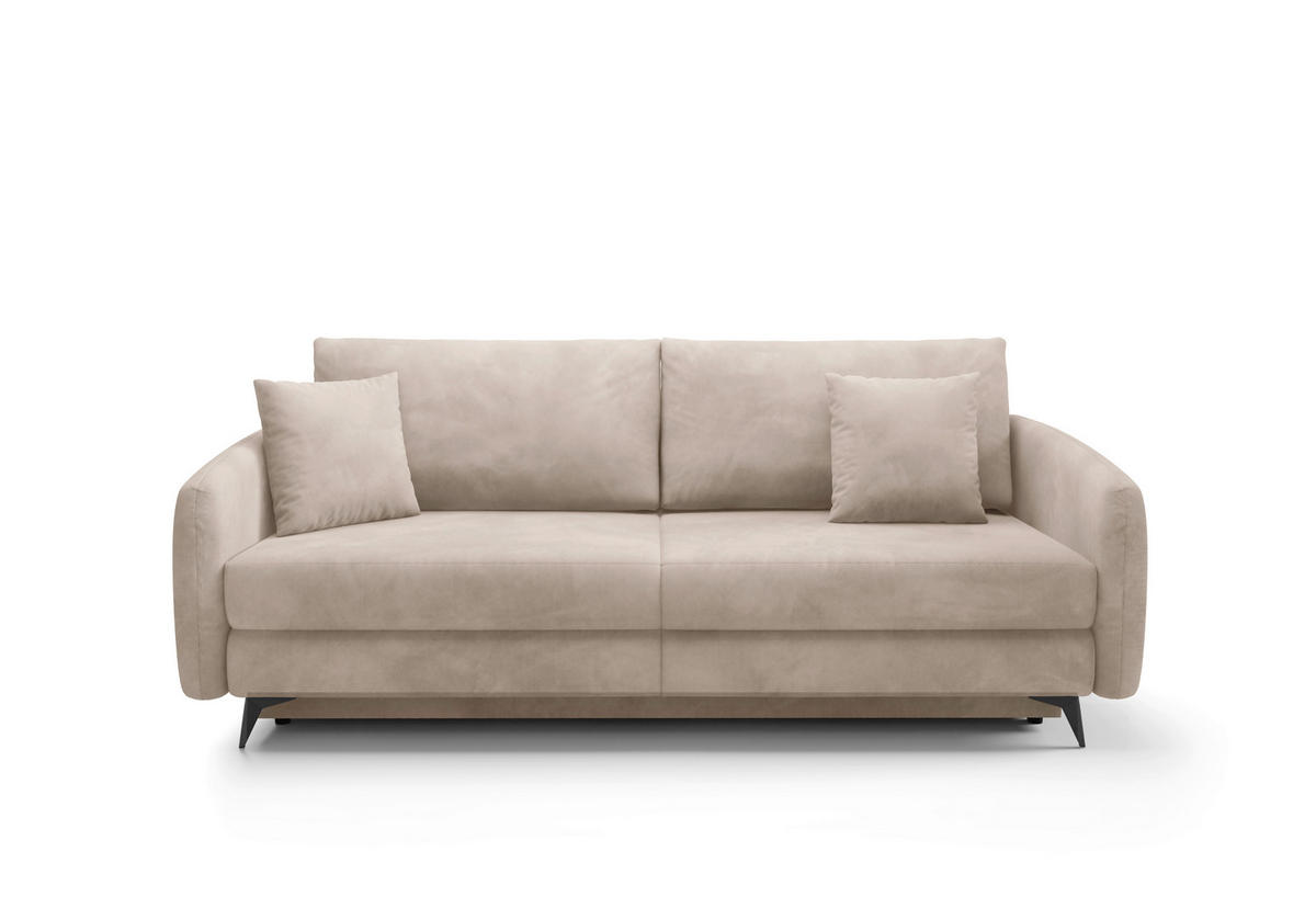 SCHLAFSOFA INGRID  mit Plüsch Beige  - Beige/Creme, Design, Textil/Metall (230/100/103cm) - Livetastic