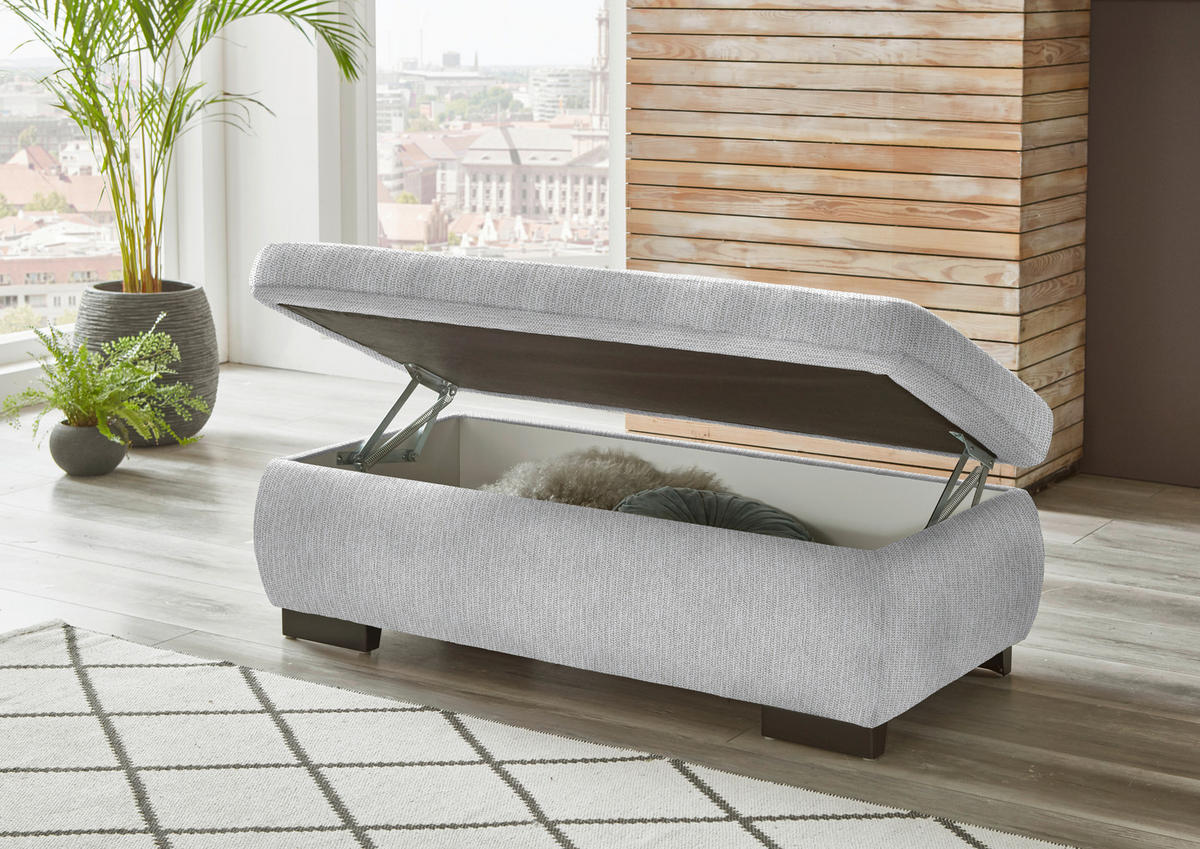 ECKSOFA in Flachgewebe Ecru  297/174 cm  - Ecru/Schwarz, Design, Textil/Metall (297/174cm) - Beldomo Style