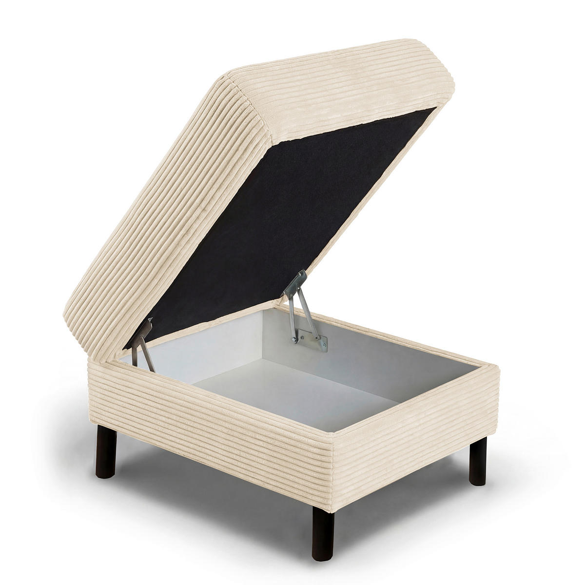 HOCKER Textil Beige  - Beige/Schwarz, Design, Textil/Metall (70/48/60cm) - Livetastic
