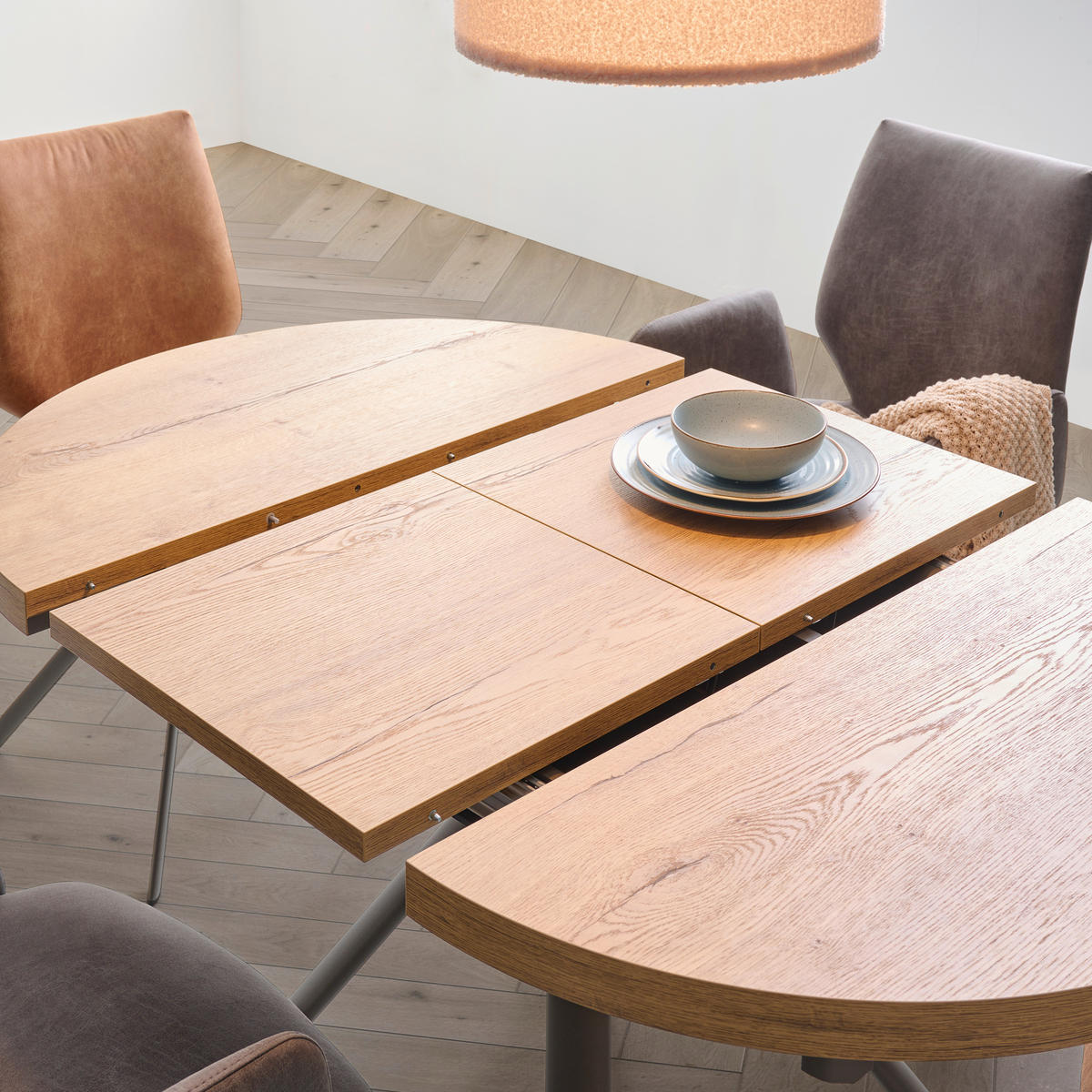 ESSTISCH Metall, Holzwerkstoff 90/90/76 cm  - Eichefarben/Braun, Design, Holzwerkstoff/Metall (90/90/76cm) - Venjakob