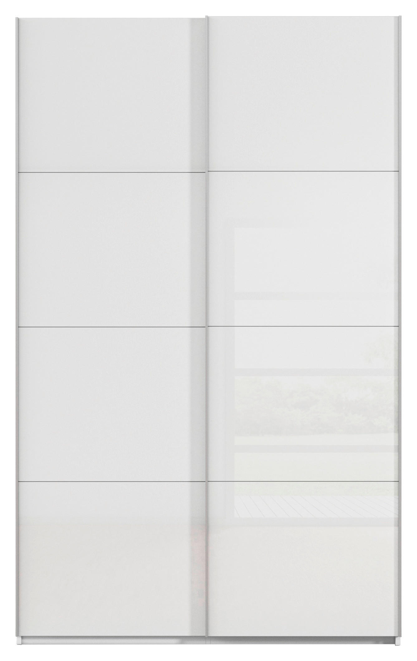 SCHWEBETÜRENSCHRANK 137/223/68 cm 2-türig Weiß  - Alufarben/Weiß, Design, Glas/Holzwerkstoff (137/223/68cm) - Xora