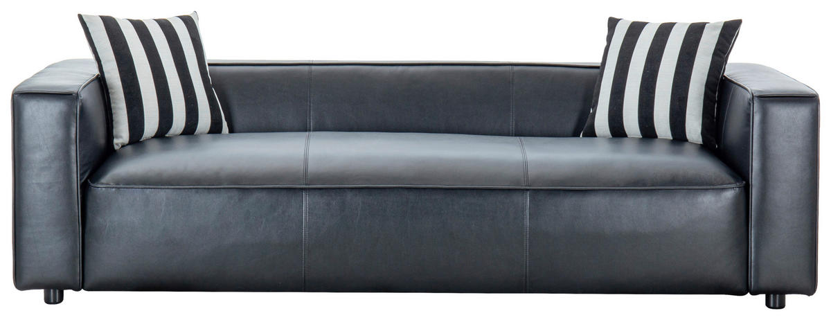 3-SITZER-SOFA LOTTA Lederlook Schwarz  - Schwarz/Weiß, Design, Kunststoff/Textil (232/66/95cm) - Livetastic
