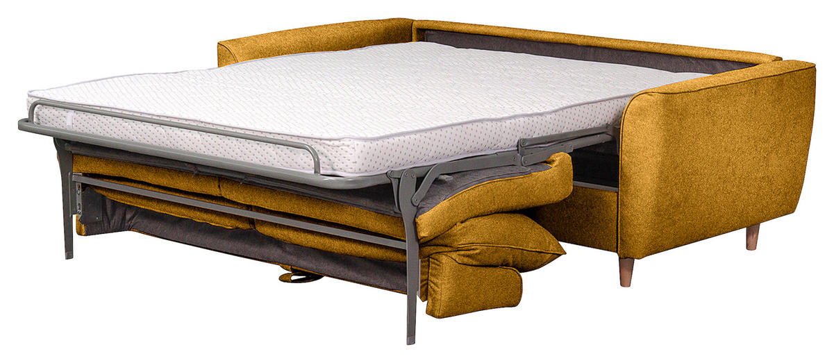 SCHLAFSOFA in Textil Senfgelb  - Buchefarben/Senfgelb, Design, Holz/Textil (195/90/102cm) - Livetastic